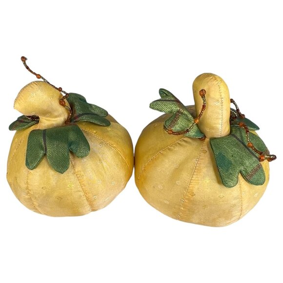 Pier 1 Import Fabric Pumpkin Set of 6 Autumn Harvest Decor Halloween Rust Yellow - Picture 10 of 12